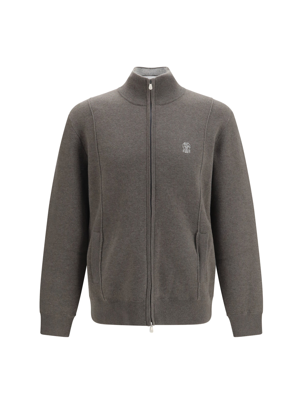 Brunello Cucinelli Double cashmere Cardigan with zip and logo - 9758+072