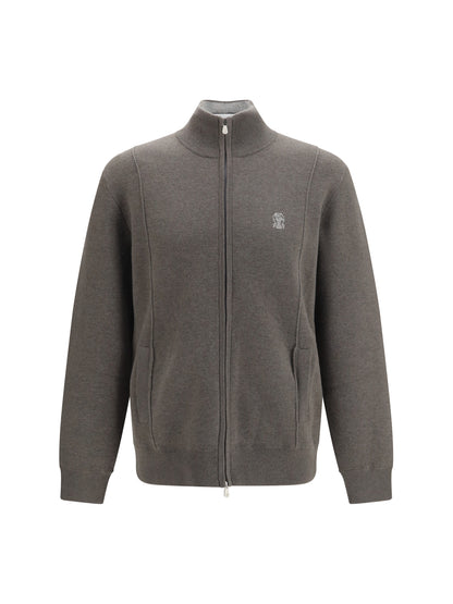 Brunello Cucinelli Double cashmere Cardigan with zip and logo - 9758+072