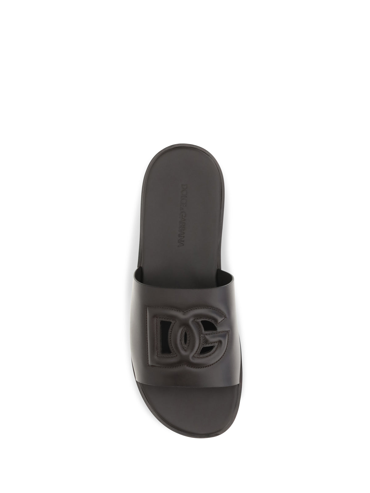 Dolce & Gabbana Embossed logo Sandals - Cioccolato Fondente