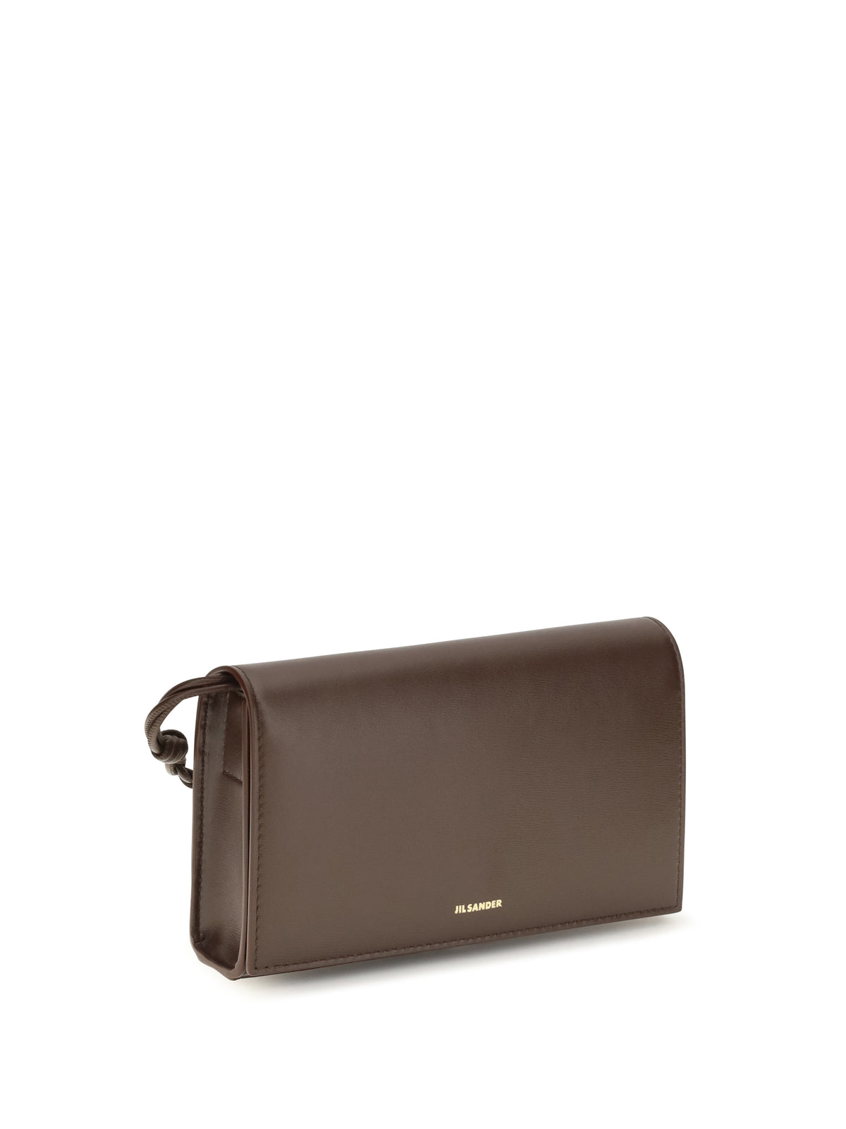 Jil Sander Tangle Wallet with shoulder strap - Dark Earth