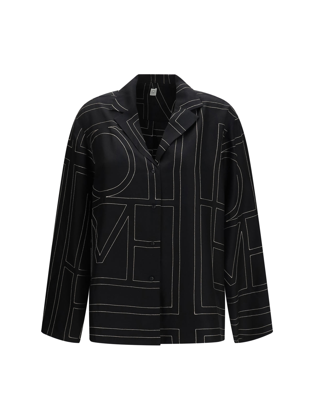Toteme Silk Shirt with all-over monogram - Black