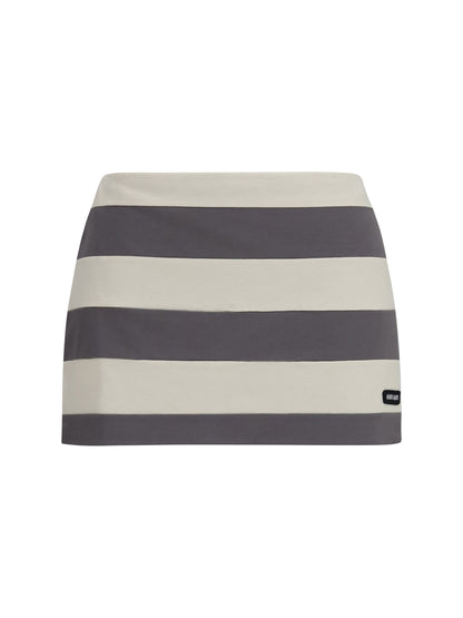 Miu Miu Striped cotton Mini Skirt - Gesso+Ferro