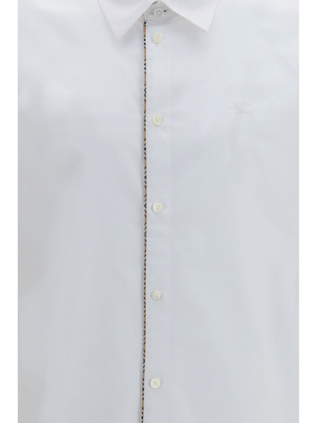 Burberry Cotton Shirt with Check trims - Optic White