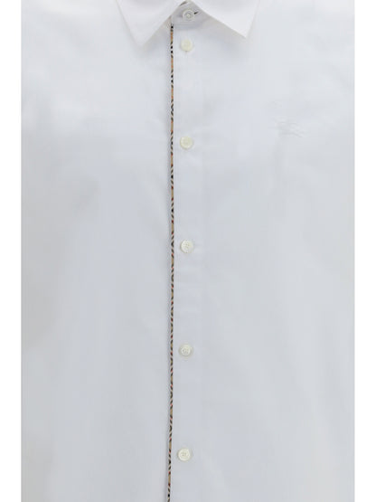 Burberry Cotton Shirt with Check trims - Optic White