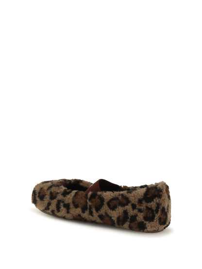 Moon Boot Leopard teddy Ballerinas - Cognac/Cocoa