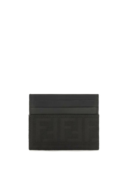 Fendi FF jacquard and leather Card Holder - Black