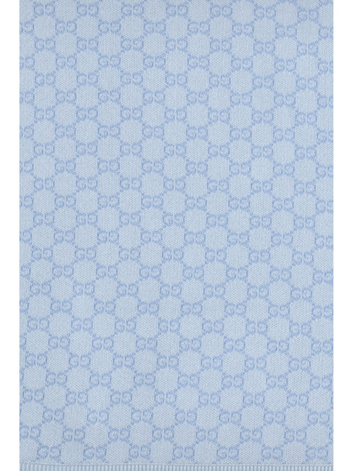 Gucci GG Monogram wool Blanket for Baby - Ivory/Sky Blue