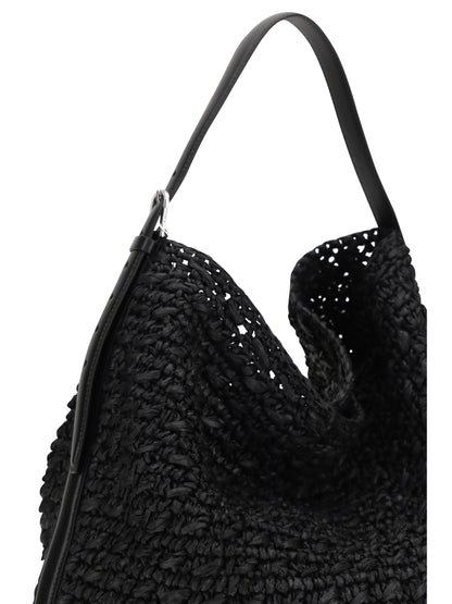 Toteme Paper raffia Tote Shoulder Bag - Black