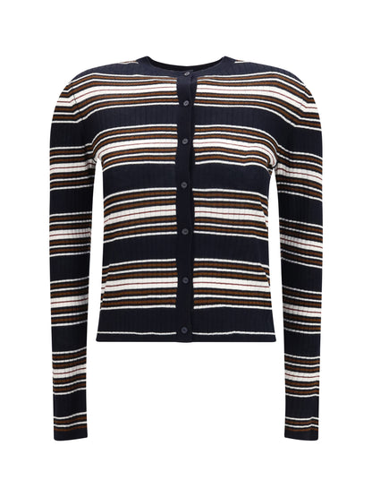 Max Mara Studio Striped silk and wool Cardigan - Blue Multicolor