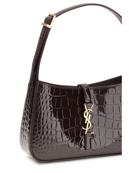 SAINT LAURENT 5 À 7 Shoulder Bag in crocodile-embossed patent leather