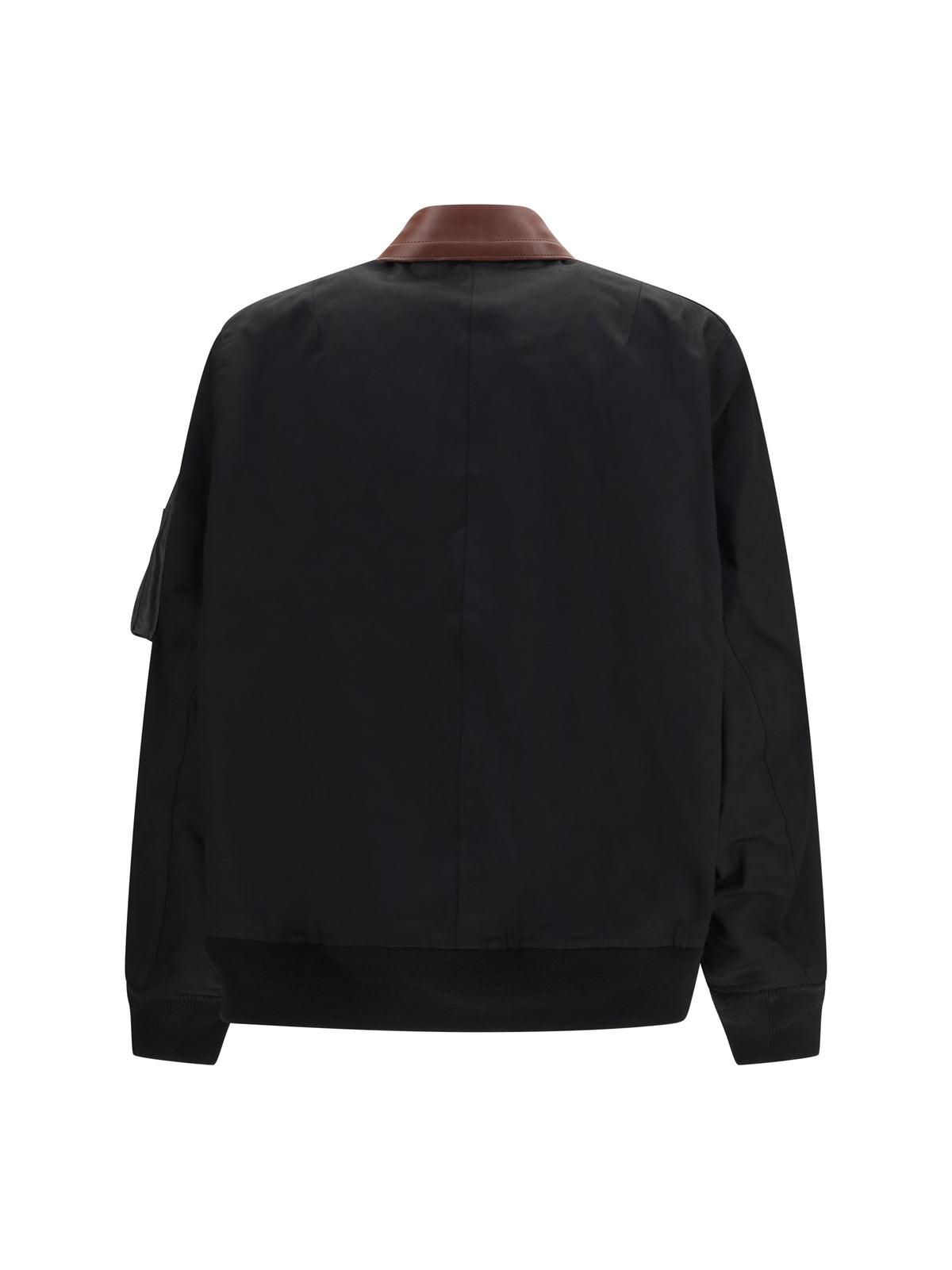 Sacai Cotton Bomber Jacket with leather details - Black