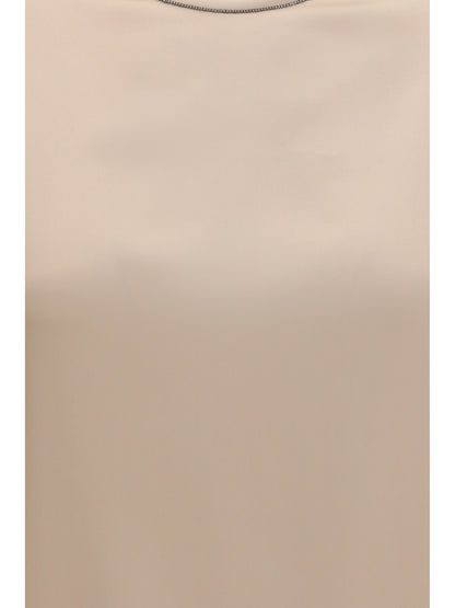 Brunello Cucinelli Silk Blouse with monili chain - Sand
