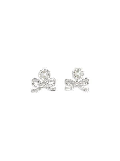 SELF-PORTRAIT Pearl bow drop Earrings