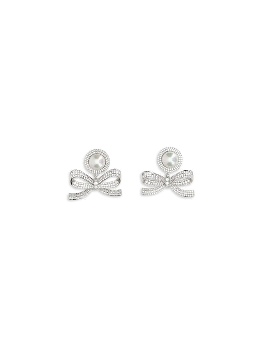 SELF-PORTRAIT Pearl bow drop Earrings