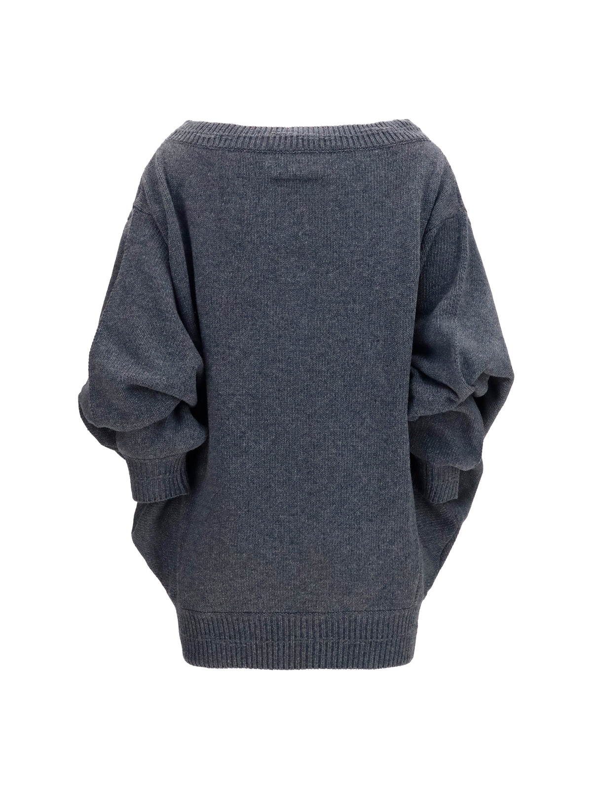 MM6 Maison Margiela Wool-blend mini Dress with wide sleeves - Dark Grey Melange
