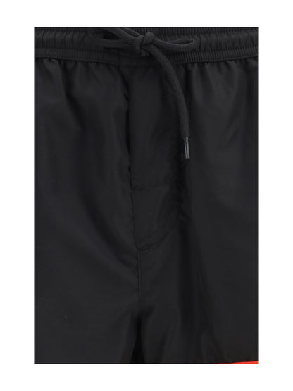 GCDS Logo Swim Shorts - Black/Red