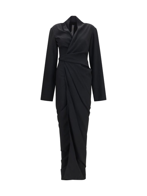 Rick Owens Wrap draped long Dress - Black