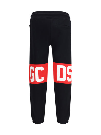 GCDS Brushed Cotton Sweatpants - Black/Red
