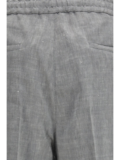 BRUNELLO CUCINELLI Herringbone linen and wool Pants
