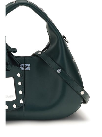Ganni Mini studded Hobo Handbag - Dark Green
