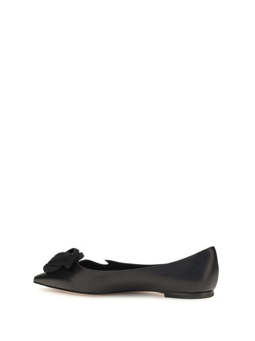 Roger Vivier Suede Rose Vivier Ballerinas - Black