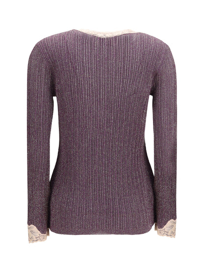 VALENTINO Lurex knit Cardigan with lace
