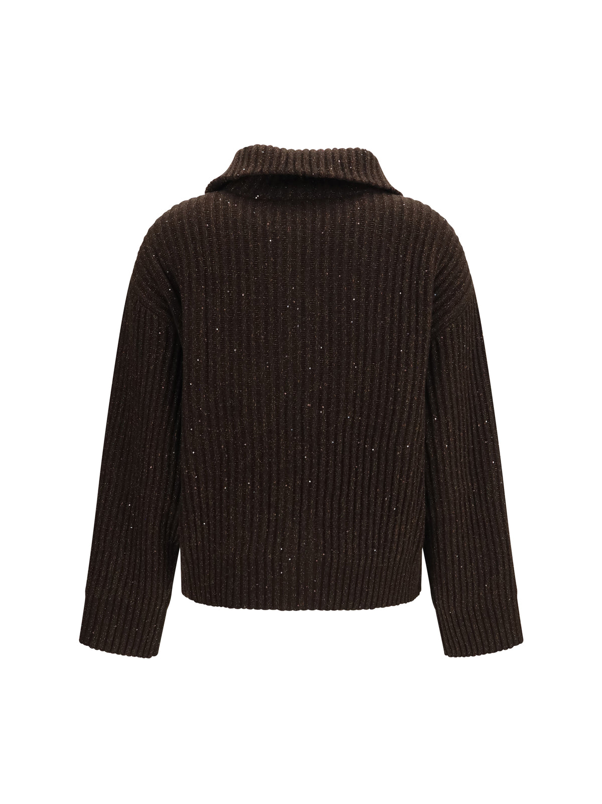 Brunello Cucinelli Ribbed zip Sweater - Coffee