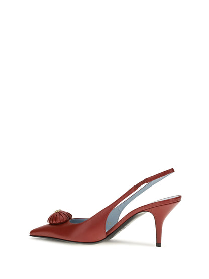Valentino Garavani Coeur Royal Slingback leather Pumps - Russet Red