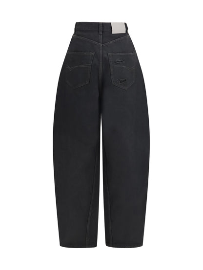 Balenciaga High-waisted twisted-seam Pants - Lt Vint Blck W Eff