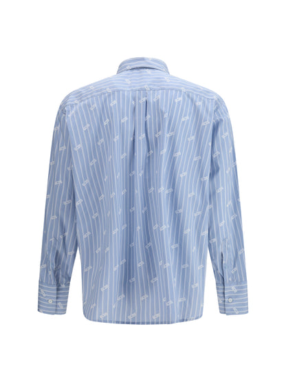GCDS Pinstripe Logo Shirt - Faded Blue/White