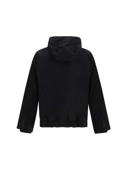 Sacai Hooded flannel Jacket - Black
