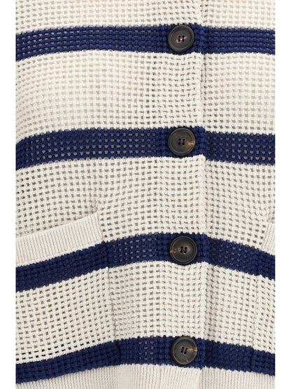 BRUNELLO CUCINELLI Striped mesh Cardigan