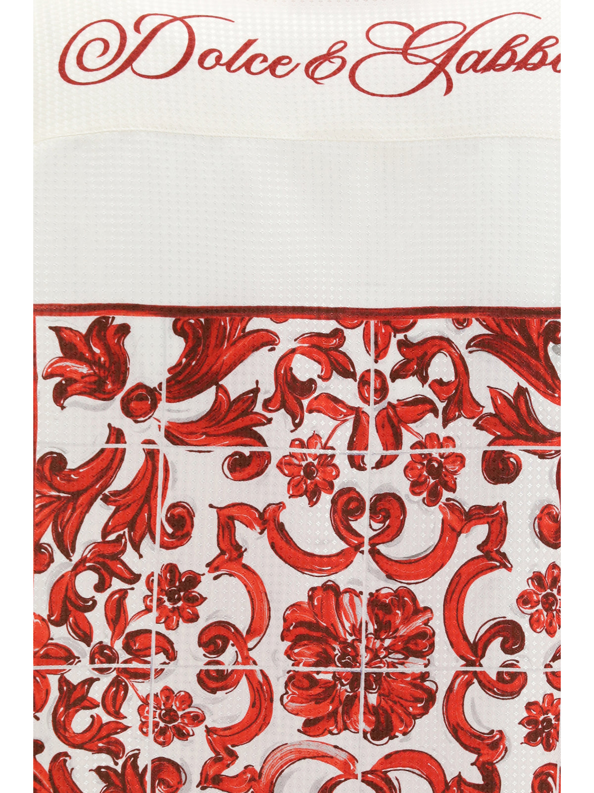 Dolce & Gabbana Hawaii Shirt in jacquard twill with majolica print - Maiolica 5l Rubino