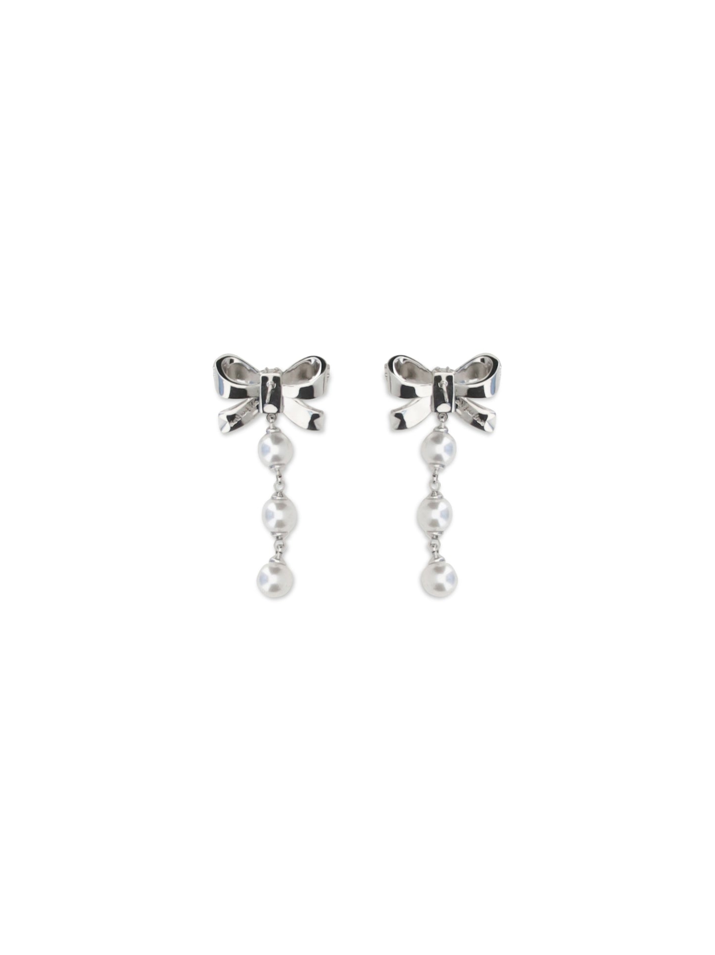 SELF-PORTRAIT Crystal bow and pearl drop Earrings