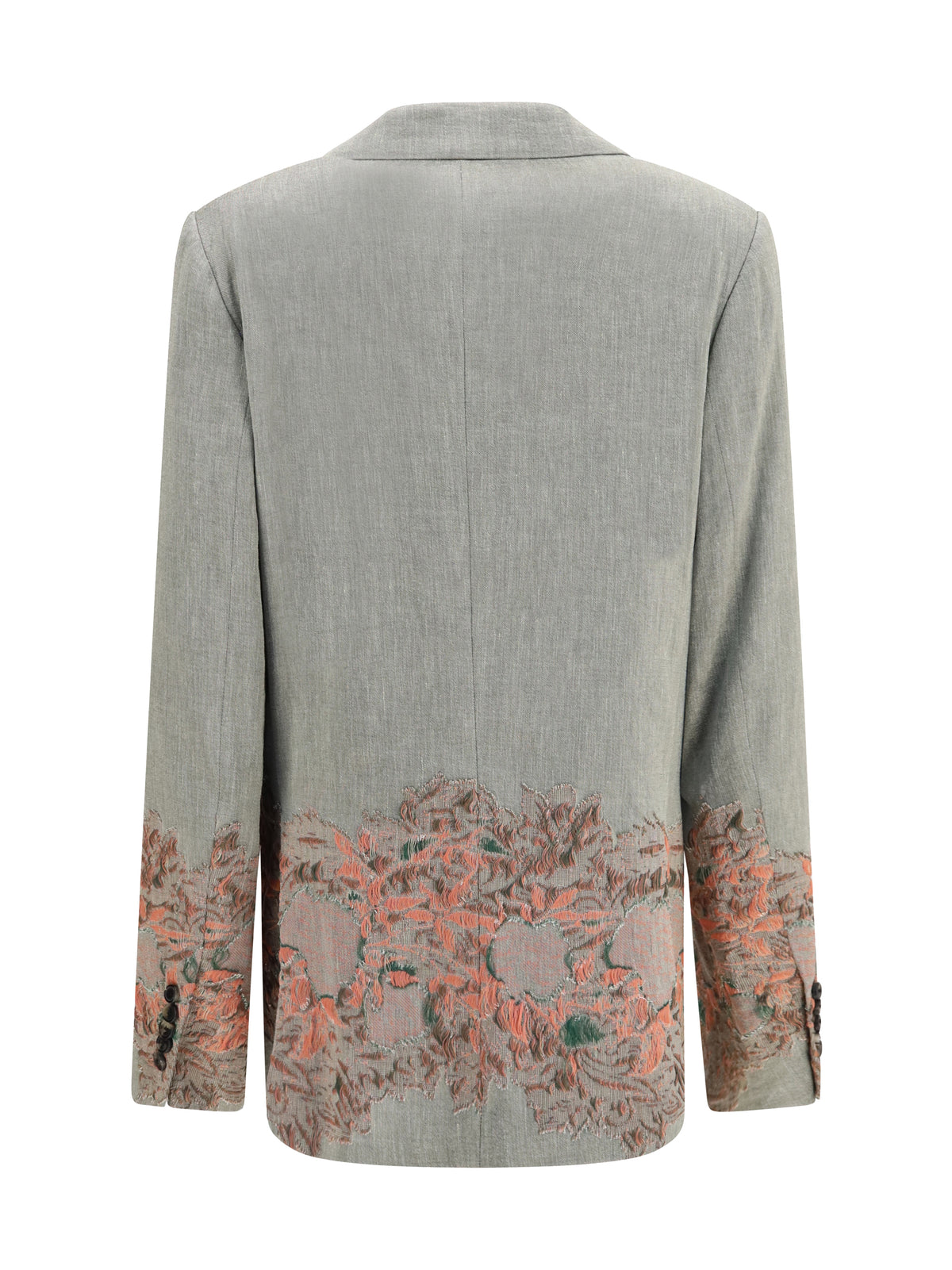 Dries Van Noten Double-breasted linen and cotton-blend Blazer with embroidery - Grey