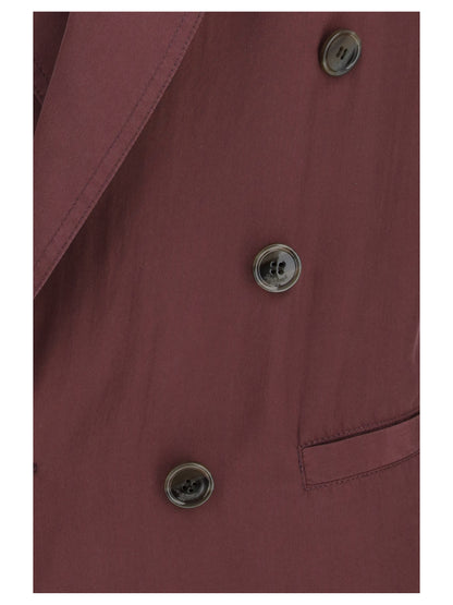 SAINT LAURENT Double-breasted fluid silk Blazer