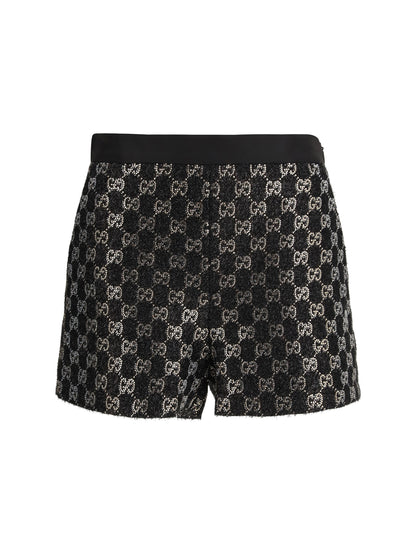 GUCCI Tweed wool lamé embroidered Shorts