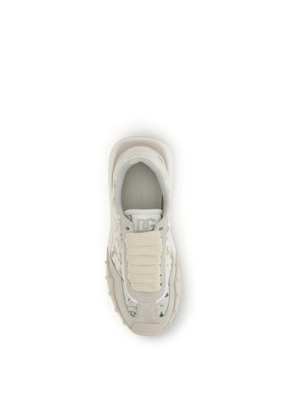 Dolce & Gabbana Leather and lace Sneakers - Beige/Gesso