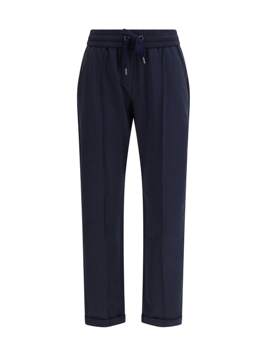 BRUNELLO CUCINELLI Track stretch-fleece Trousers with monili detailing