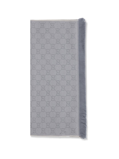 Gucci GG Supreme embroidered wool Scarf - Shell/Sky Blue
