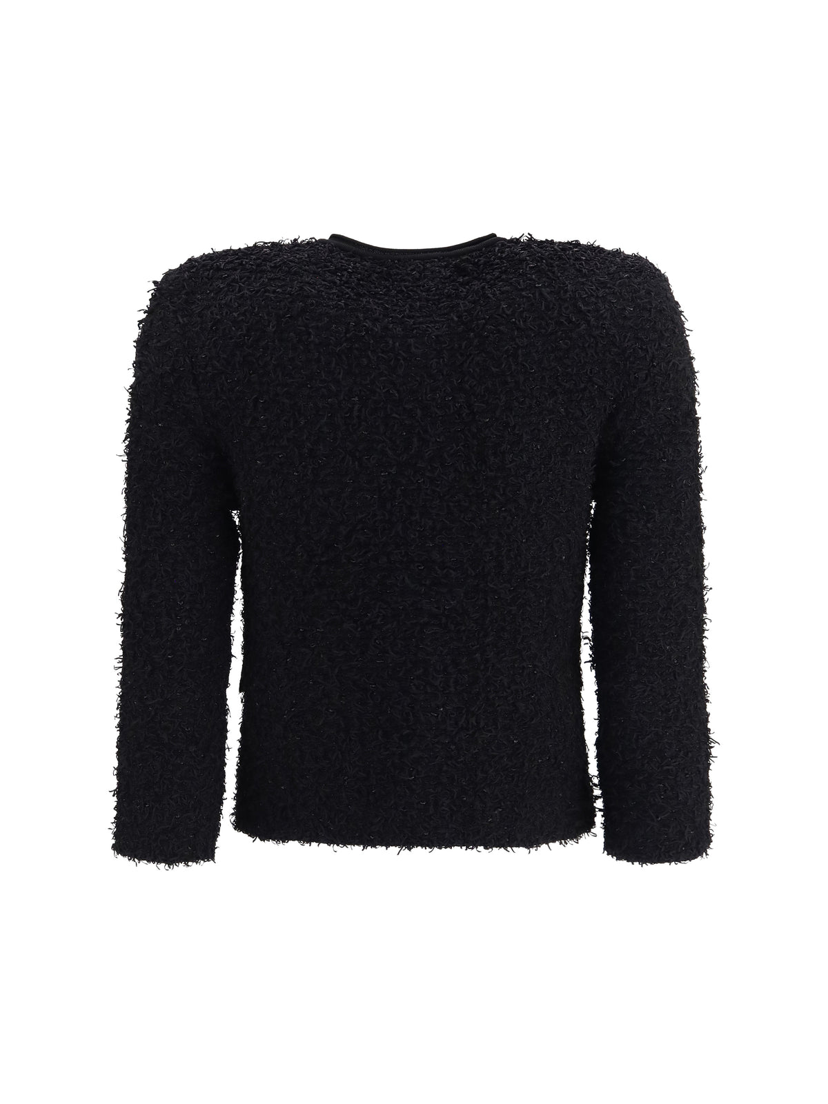 Balmain Double-breasted tweed cropped Jacket with logo buttons - Noir