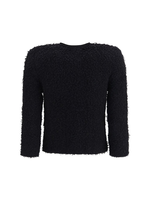 Balmain Double-breasted tweed cropped Jacket with logo buttons - Noir