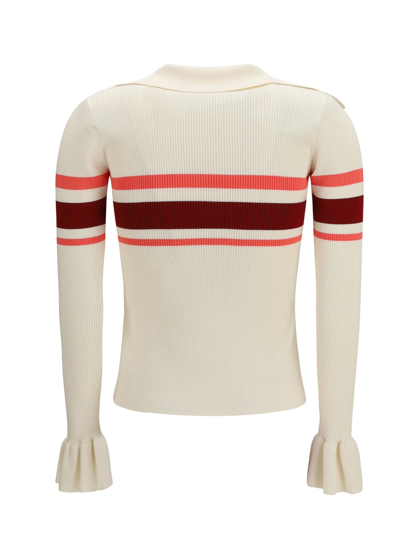 SELF-PORTRAIT Striped viscose knit button Top