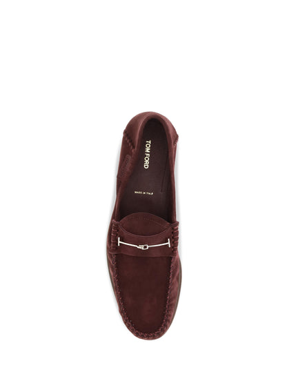Tom Ford Suede leather T-strap Loafers - Lost Cherry