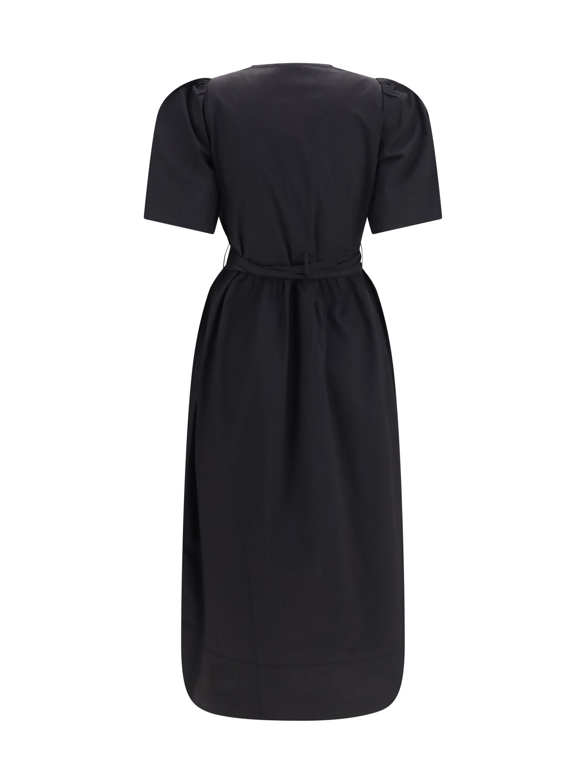 Ganni Midi Dress with bows and puff shoulders - Black