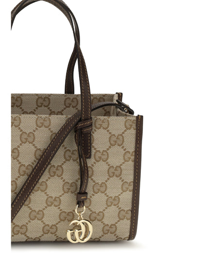Gucci Small Shoping Bag with GG charm - Vint.Sand/Dk Brown