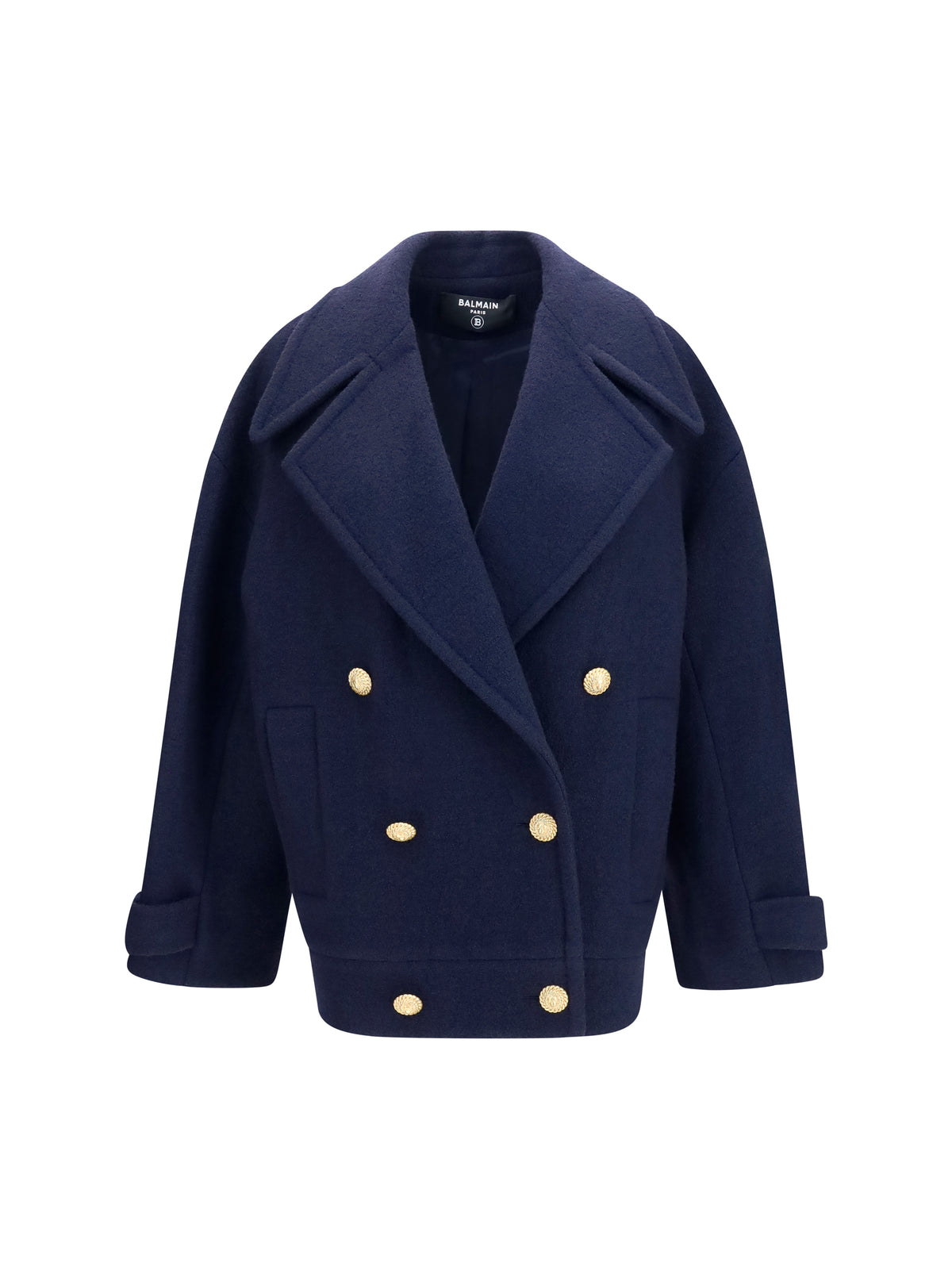 Balmain Double-breasted wool Coat with buttons - Marine