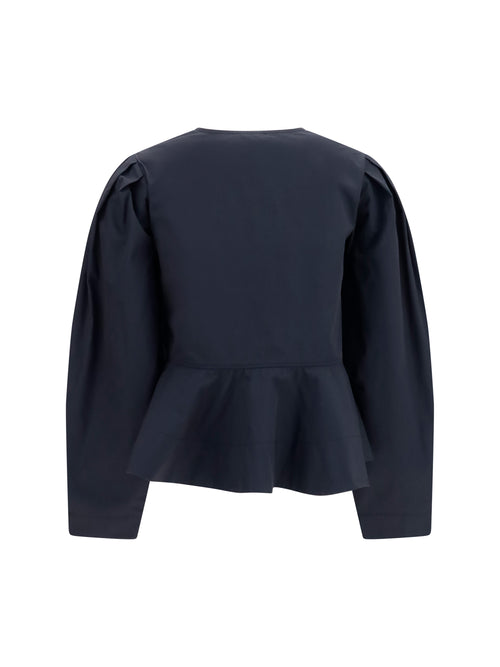 Ganni Cotton poplin Blouse with bows - Black