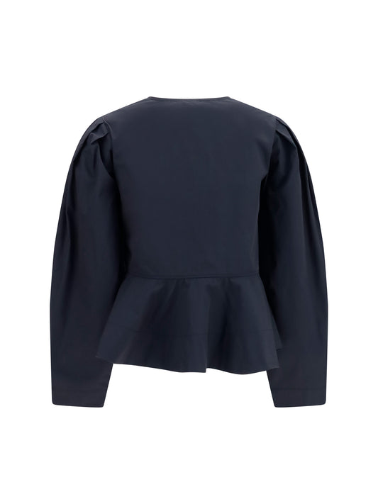 Ganni Cotton poplin Blouse with bows - Black