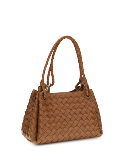 Bottega Veneta Intrecciato Shoulder Bag - Tannin-Muse Brass